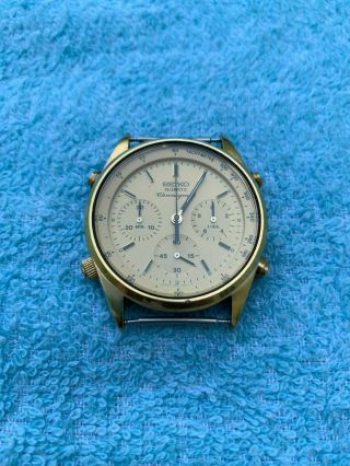 Seiko 7a28 - 7029 Vintage Quartz Chronograph,  Gold Finish,  March 1984