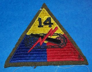 Cut - Edge Wool Ww2 14th Armored Division Patch