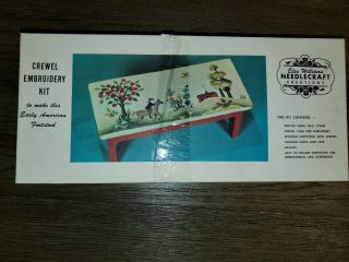 Vintage Elsa Williams Rare Paul Revere Crewel Embroidery Foot Stool Kit 235