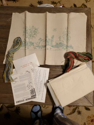 Vintage Elsa Williams Rare Paul Revere Crewel Embroidery Foot Stool Kit 235 3