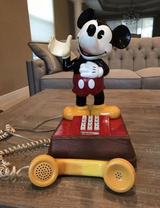Vintage 1976 Disney Mickey Mouse Push Button Landline Telephone 8