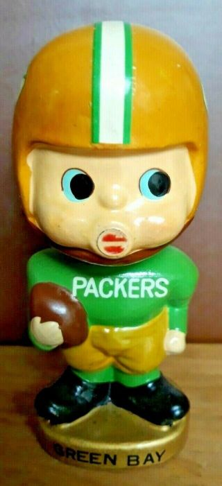 VINTAGE 1960 ' S GREEN BAY PACKERS KISSING FOOTBALL BOBBLE HEAD TOES POINTED UP 4