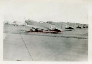 Wwii Photo - P 40 Warhawk Fighter Planes Flight Line On Airfield