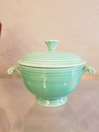 RARE VINTAGE FIESTA GREEN COVERED ONION SOUP BOWL LID FIESTA WARE 7