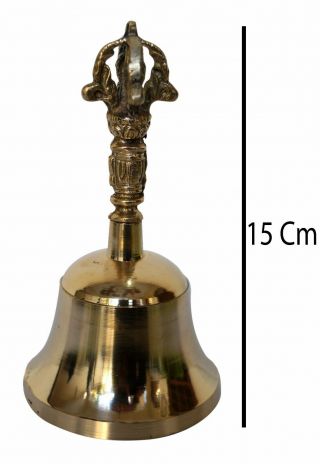 Antique Vintage Brass Bronze Church Bell With Statue Handle Sound