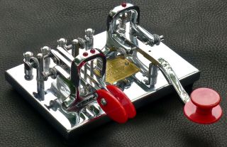 Vtg Vibroplex Double Key Deluxe Telegraph Iambic Bug Morse Chrome