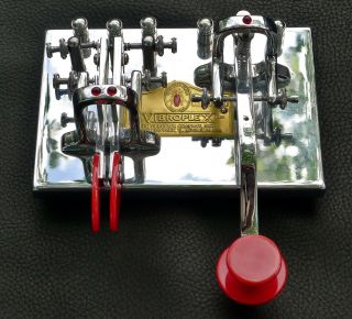 VTG VIBROPLEX Double Key DELUXE Telegraph Iambic Bug Morse CHROME 2