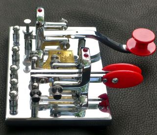 VTG VIBROPLEX Double Key DELUXE Telegraph Iambic Bug Morse CHROME 7