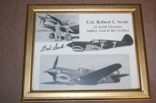 God Is My Co - Pilot Author Col.  Robert L.  Scott Autographed 8x10 Photo In Frame