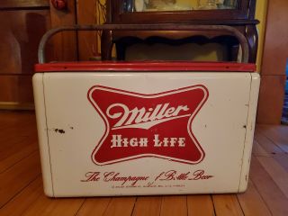 Vintage Embossed Metal Double Sided Miller High Life Beer Cooler Not Hamm 