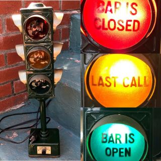 Vintage Bar Light Lamp Traffic Signal Stop Light Table Lamp Open Closed Last Cal