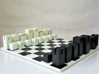Vintage Modern Design Chess Set English By Habitat And Orig Board