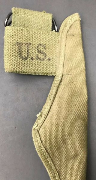 WWII US Army M - 1910 PICK MATTOCK 1944 INTRENCHING AXE OD CANVAS COVER CARRIER 2
