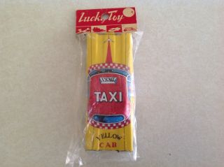 Lucky Toy Wind Up Taxi Antique Yellow Prestige Immaculate In Package