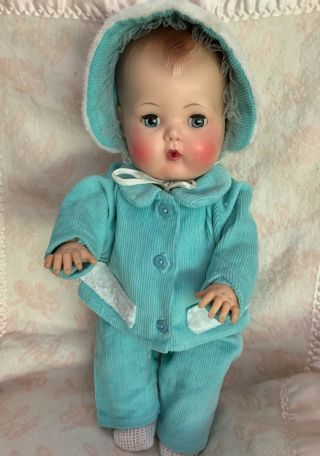 Vintage Pristine - 12 " Tiny Tears Baby Doll.  Hands Down Vinyl Body,  Molded Head