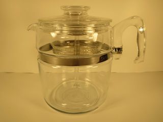 Vintage Pyrex 6 - 9 Cup Flameware Stove Top Percolator Coffee Pot 7759 Complete