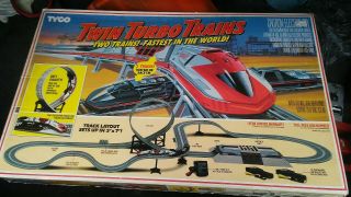 1989 Vintage Tyco Twin Turbo Trains Ho Train Set Slot Car 100 Complete