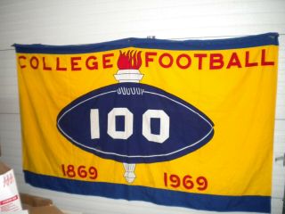 Rare Vintage 1969 100 Year Anniversary Of College Football Flag Banner
