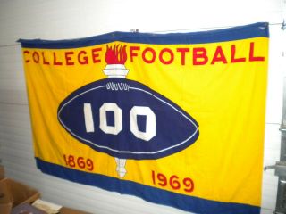 RARE VINTAGE 1969 100 YEAR ANNIVERSARY OF COLLEGE FOOTBALL FLAG BANNER 2