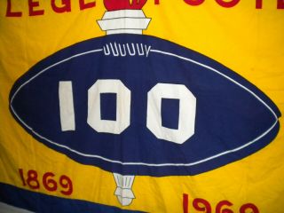 RARE VINTAGE 1969 100 YEAR ANNIVERSARY OF COLLEGE FOOTBALL FLAG BANNER 5