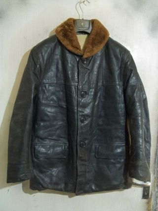 Vintage Ww2 French Barnstormer Horsehide Sheepskin Leather Jacket Size L