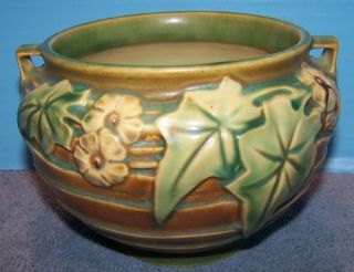 Gorgeous Vintage Roseville Art Pottery Luffa Small Jardenaire Bowl