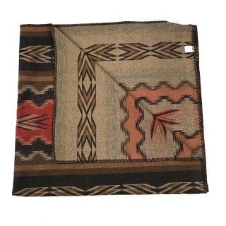 VTG Beaver State Pendleton Indian Trade Brown Wool Saddle Throw Blanket 67x64 2