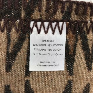 VTG Beaver State Pendleton Indian Trade Brown Wool Saddle Throw Blanket 67x64 4