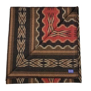 VTG Beaver State Pendleton Indian Trade Brown Wool Saddle Throw Blanket 67x64 5