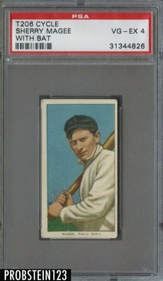 T206 Sherry Magee W/ Bat Cycle 460 Rare Back Psa 4 Pop 1 Only 1 Higher