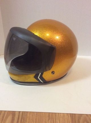 Vintage Rop 4170 Gold/orange Metal Flake Full Face Helmet Vari View Shield