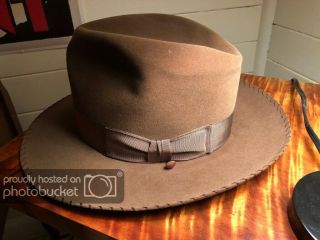 Vintage 1948 Portis Velvet - Tex Beaver Blend Fedora Hat Size 6 7/8 - 7