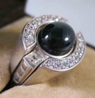 Judith Ripka Modernist Onyx Sterling Silver 3 Piece Ring Size 8 Fine Jewelry