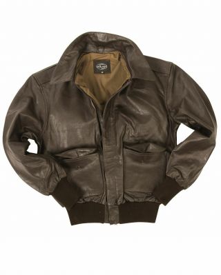 Mil - Tec A2 Leather Flight Jacket Classic Military Army Mens Bomber