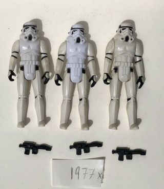 3 1977 Vintage Star Wars Imperial Stormtrooper Action Figures Complete