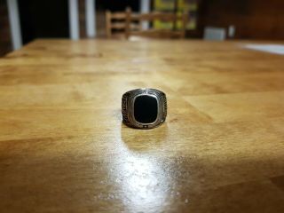 Unique - Vintage - Rare - Schlitz Beer Ring Black Stone Sterling Silver 9.  75 Size 1