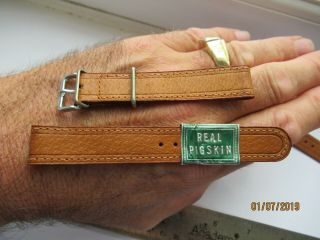 Vintage Open Ended 16mm Full Grain Pigskin Watch Strap 1940 