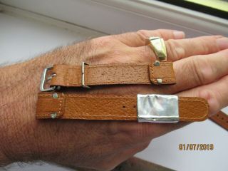 vintage Open Ended 16MM Full Grain Pigskin Watch Strap 1940 ' s Made in England 2