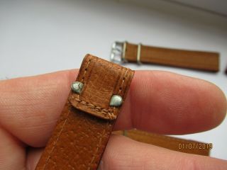 vintage Open Ended 16MM Full Grain Pigskin Watch Strap 1940 ' s Made in England 7