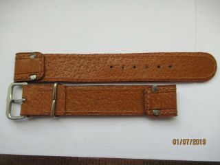 vintage Open Ended 16MM Full Grain Pigskin Watch Strap 1940 ' s Made in England 8
