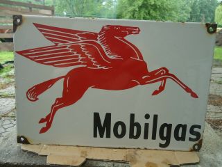 Vintage Mobilgas Porcelain Gas Station Pump Sign