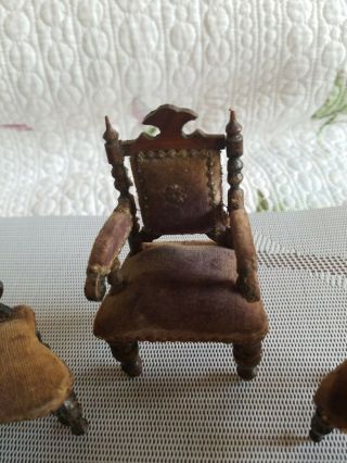Antique Dollhouse Biedermeier Gothic Chairs Set of 6 2