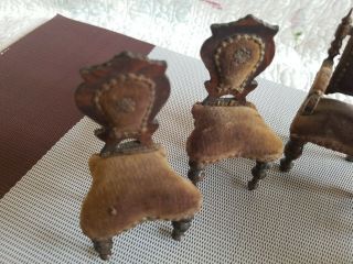 Antique Dollhouse Biedermeier Gothic Chairs Set of 6 3