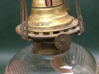 Rare 1870s D.  C.  Ripley Oil Kerosene Wedding Marriage Lamp Milk Glass Base 9