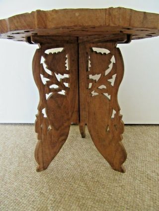Antique Vintage Indian Carved Wooden Inlaid Table 12 