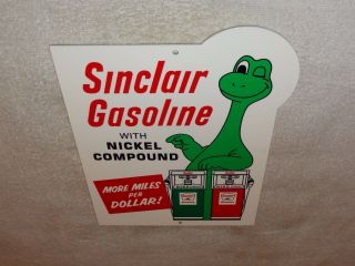 Vintage Sinclair Gasoline W/ Dino & Gas Pumps 12 " Baked Metal Gasoline Oil Sign