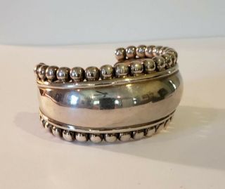 Vintage 925 Sterling Silver Beaded Cuff Bracelet Mexico