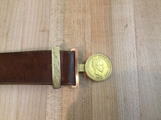 1916 Gold 10 Pesos U.  S.  Minted Coin Made Into A Vintage Belt With Gold Fittings 2
