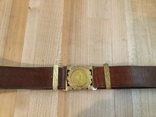 1916 Gold 10 Pesos U.  S.  Minted Coin Made Into A Vintage Belt With Gold Fittings 5