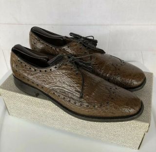 Vtg Allen Edmonds Nassau Men’s 12 A Shark Leather Wingtips Shoe W/ Box